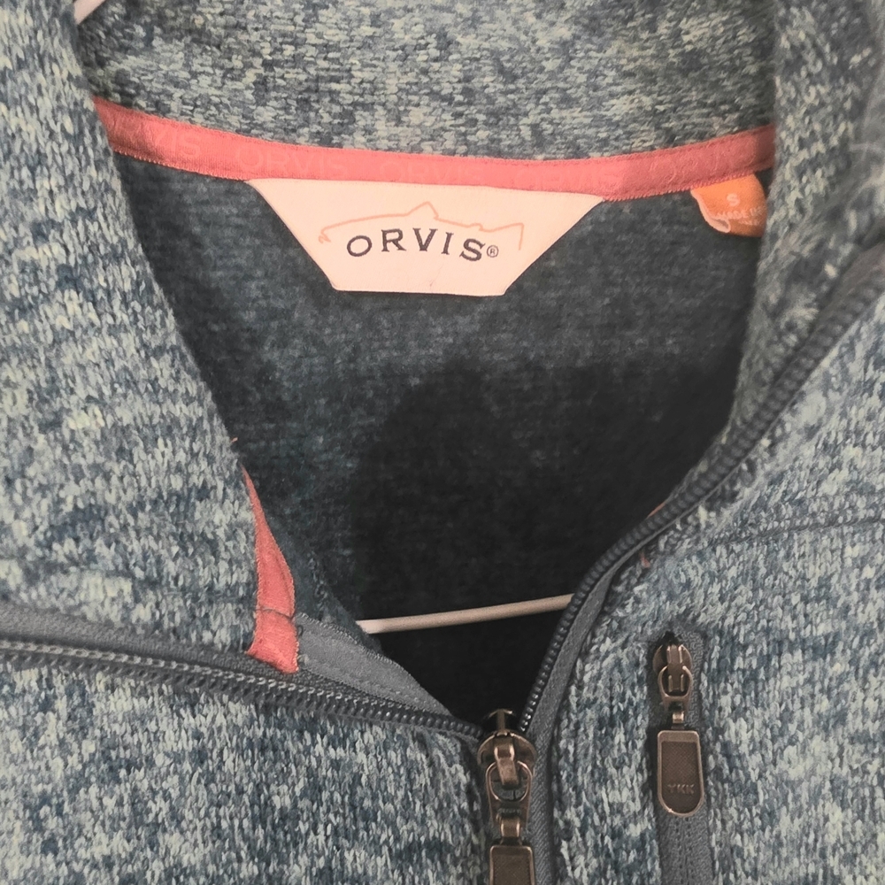 Orvis Womens Marled Blue Sleeveless Vest Zip Up Winter Fall Small S - Picture 3 of 5